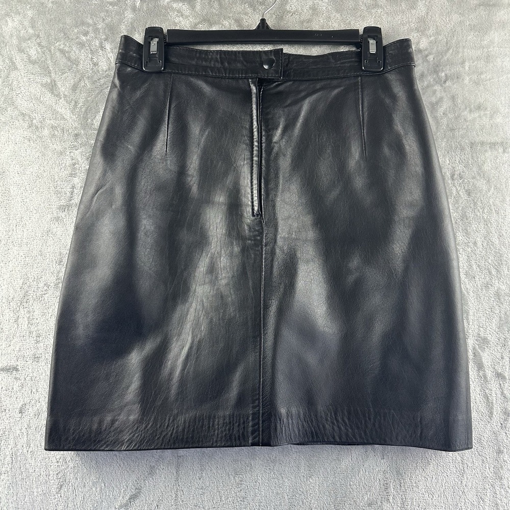 Addison Leather Skirt Women's 10 Black Lined Made In USA
